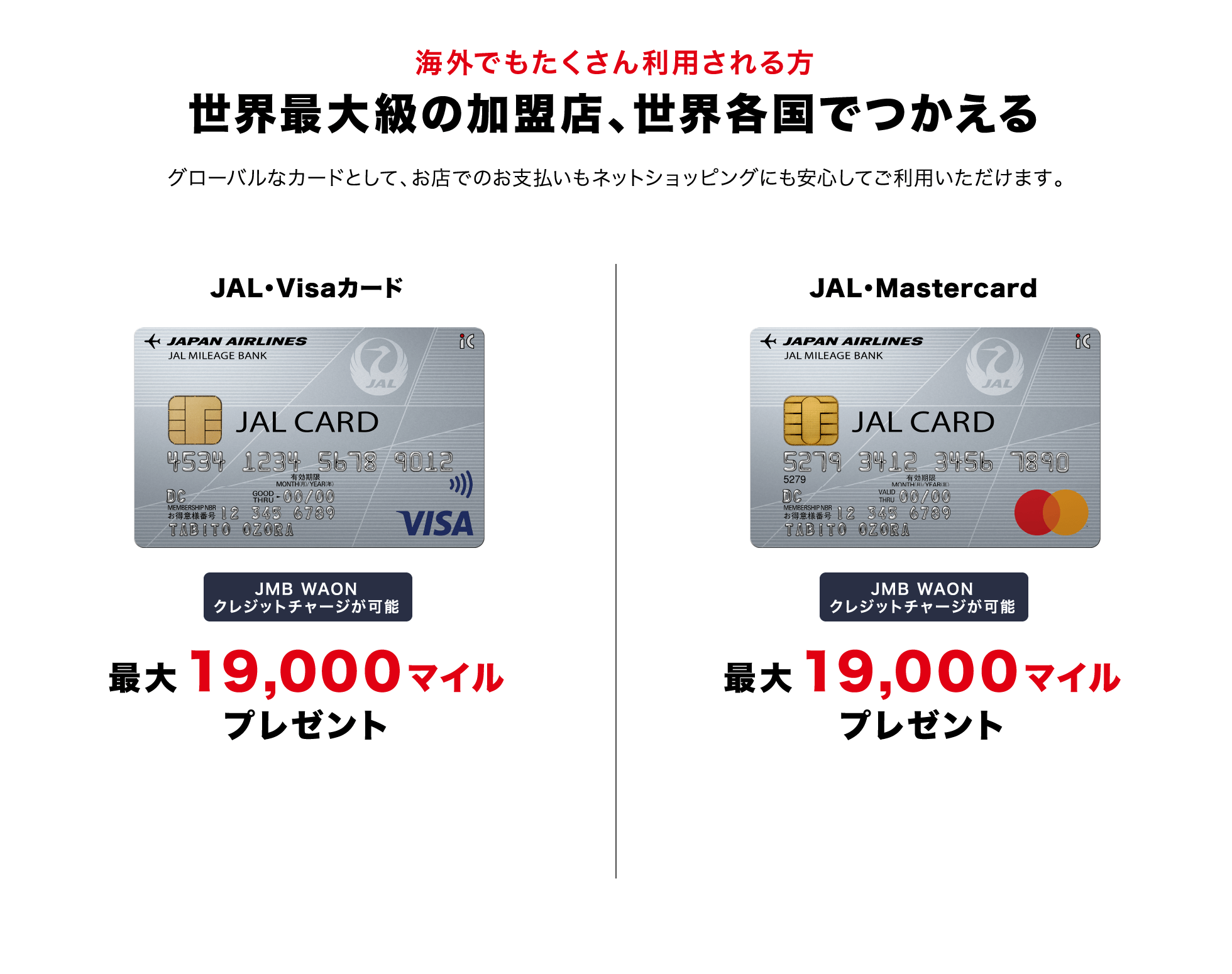海外でもたくさん利用される方 世界最大級の加盟店、世界各国でつかえる