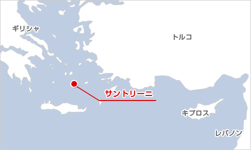 ギリシャ周辺とサントリーニの地図