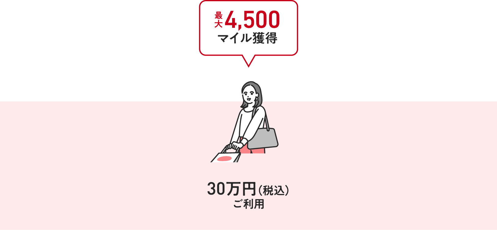 30万円（税込）ご利用：最大4,500マイル獲得