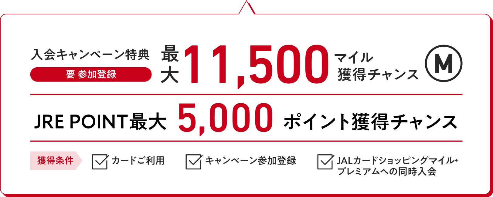 入会キャンペーン特典（要 参加登録）：最大11,500マイル獲得チャンス