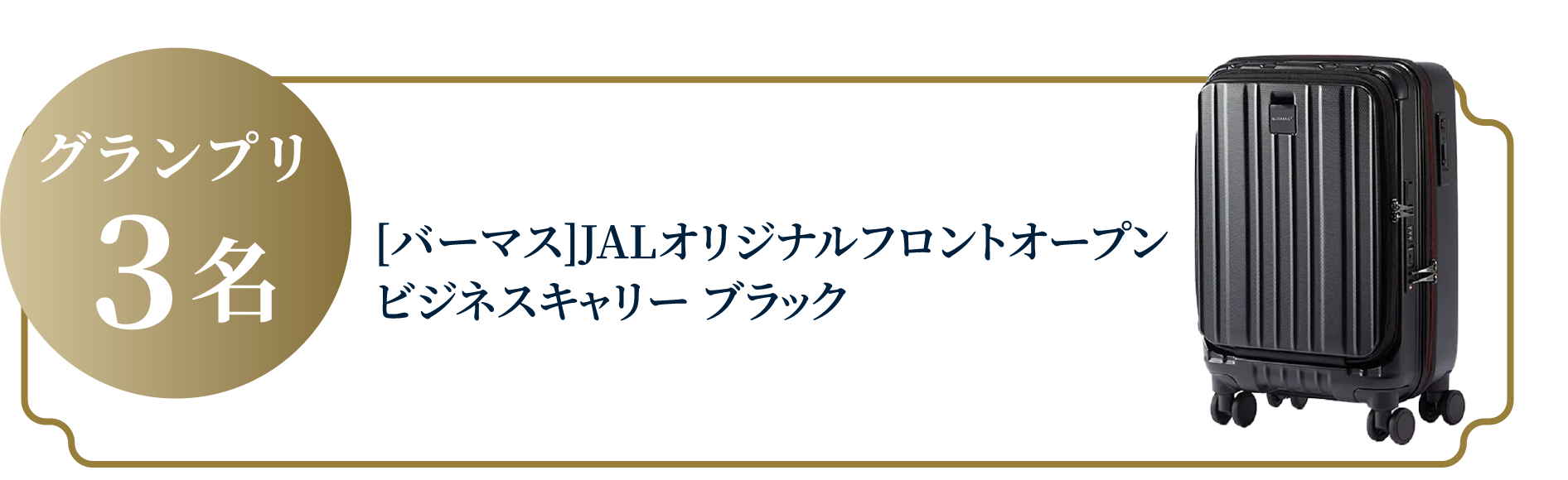 グランプリ 3名 [バーマス]JALオリジナルフロントオープンビジネスキャリー ブラック